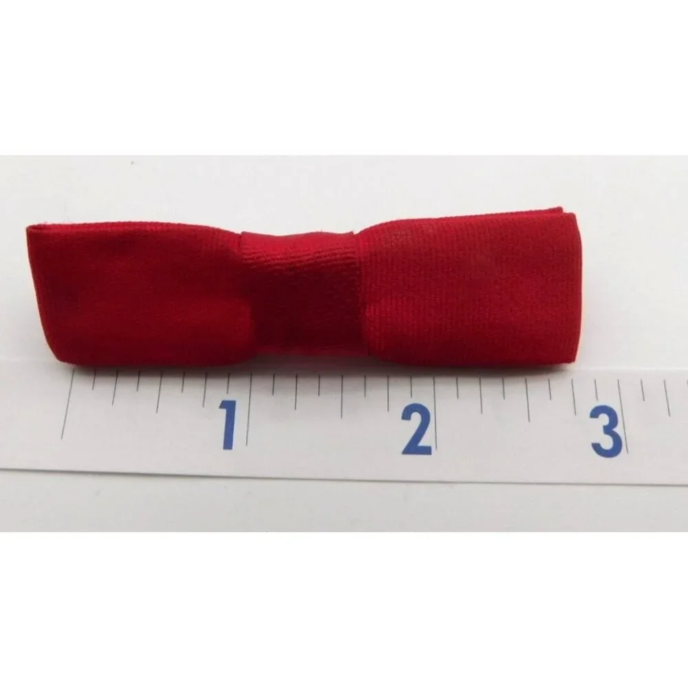Lot of 3 Vintage Baby Clip On Bowties Ties Red Blue 2.75
